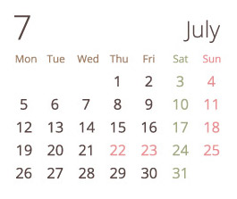 2021年7月カレンダー