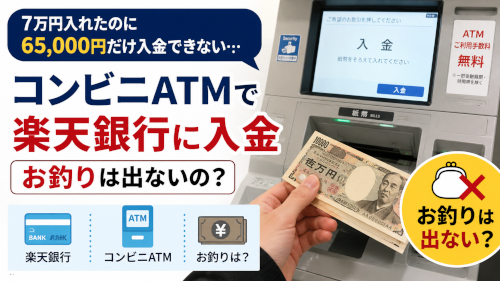 コンビニATMで楽天銀行に入金。お釣りは出ないの？