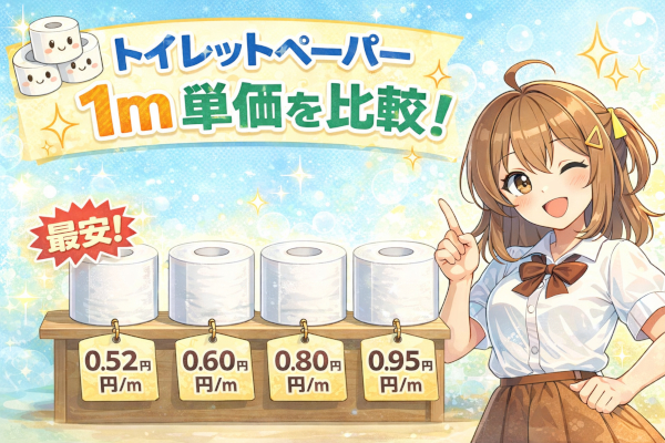 トイレットペーパー1mあたりの単価を計算して比較できるプログラム